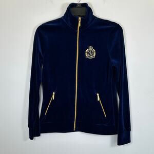 VTG 90's Lauren Ralph Lauren Blue Velvet Track Suit, Gold Shield, Sz PXS